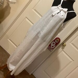 White Halter Linen Jumpsuit Wide Leg. Size M/L